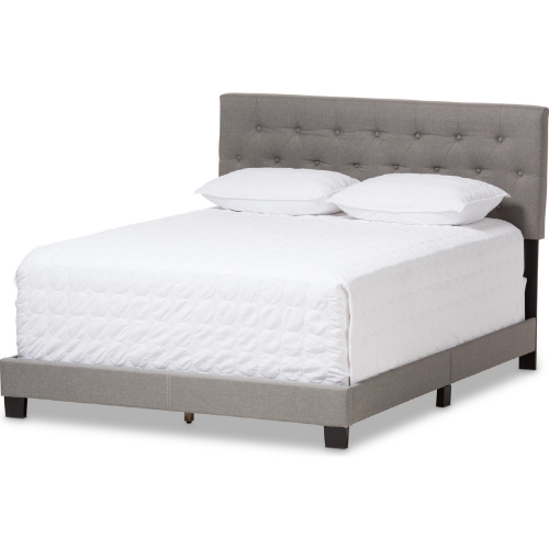 Cassandra Full Bed n Tufted Light Gray Fabric